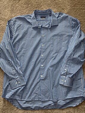 Long-Sleeve Blue Check Dress Shirt